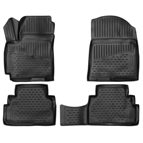 Коврики в салон Kia Soul (SK3) 2019-2022, полиуретан 3D Element, Черный, Арт. ELEMENT3D02279210