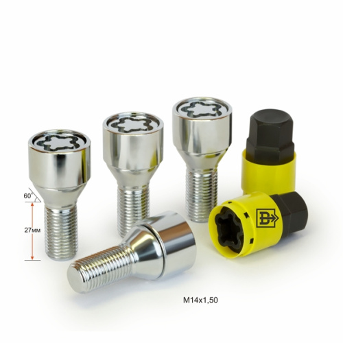 Секретные болты M14x1.5 Конус L-28мм Хром, Ключ 17-19, Арт. 674105X2