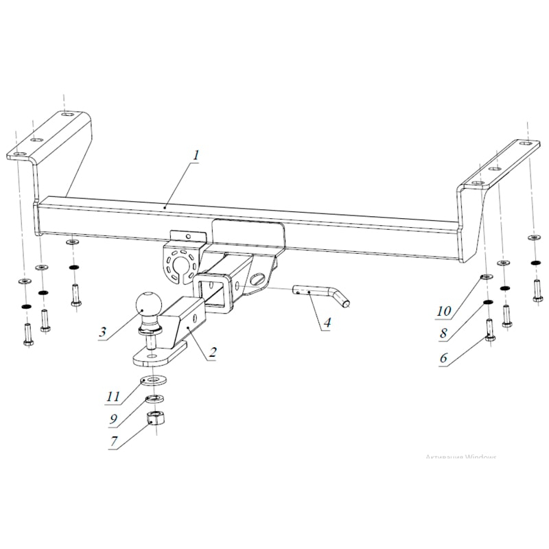 Фаркоп Mitsubishi Outlander I 2002-2009 E с антистуком БИЗОН Арт. FA0958EAK