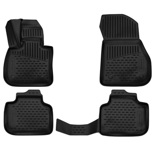 Коврики в салон BMW X1 (F48) 2019-2023 FL, полиуретан 3D Element, Черный, черный кант, Европа Арт. KANTELEM3D0543210KBLK