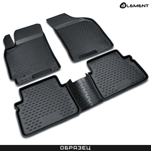 Коврики в салон Mazda CX-8 2017-2023, полиуретан 3D Element, Черный, Арт. ELEMENT3DAN0630210K