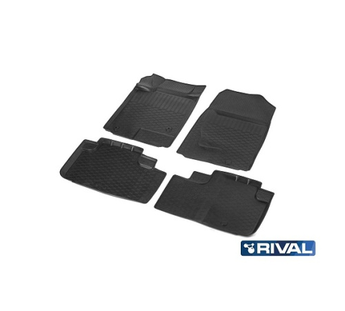 Коврики в салон Haval F7  2019-2022, полиуретан 3D Rival, Черный, Арт. 19403001