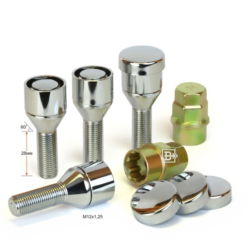 Секретные болты M12x1.25 Конус L-28мм Хром, Ключ 17-19, Арт. 372110X2