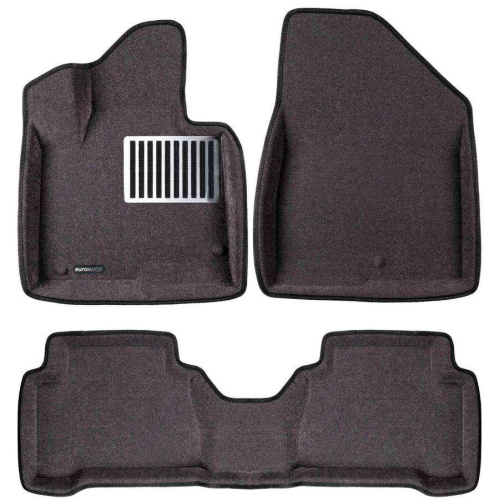 Коврики в салон Hyundai Santa Fe (DM) 2012-2016, 3D ткань Euromat Business, Серый, Арт. EM3D002723G