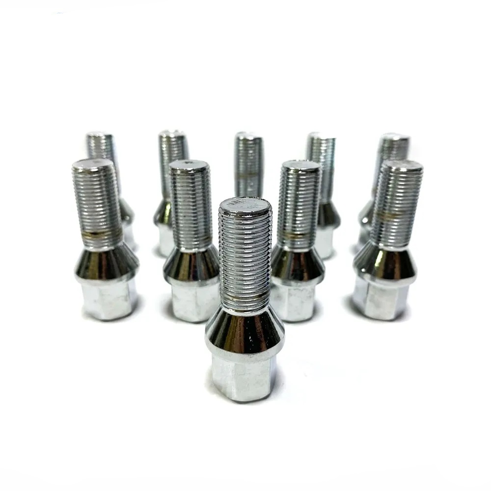 Комплект болтов M14x1.25 Конус L-28мм Хром, Ключ 17, Арт. KK177110/CR