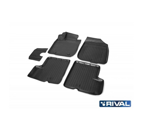 Коврики в салон Renault Duster  2010-2015, полиуретан 3D Rival, Черный, 2WD Арт. 14701001
