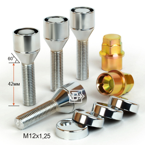 Секретные болты M12x1.25 Конус L-42мм Хром, Ключ 17-19, Арт. 372165X2