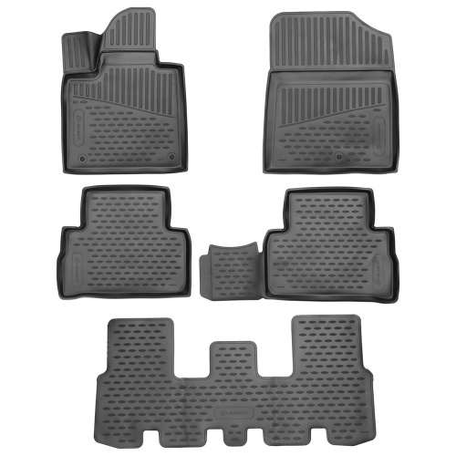 Коврики в салон Hyundai Santa Fe (TM) 2020-2024 FL, полиуретан 3D Element, Черный, 7 мест Арт. ELEMENT3DA0N1697210K
