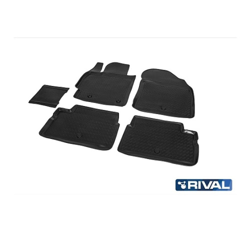Коврики в салон Toyota Corolla (E140/E150) 2006-2010 Седан, полиуретан Rival, Черный, Арт. 15702002