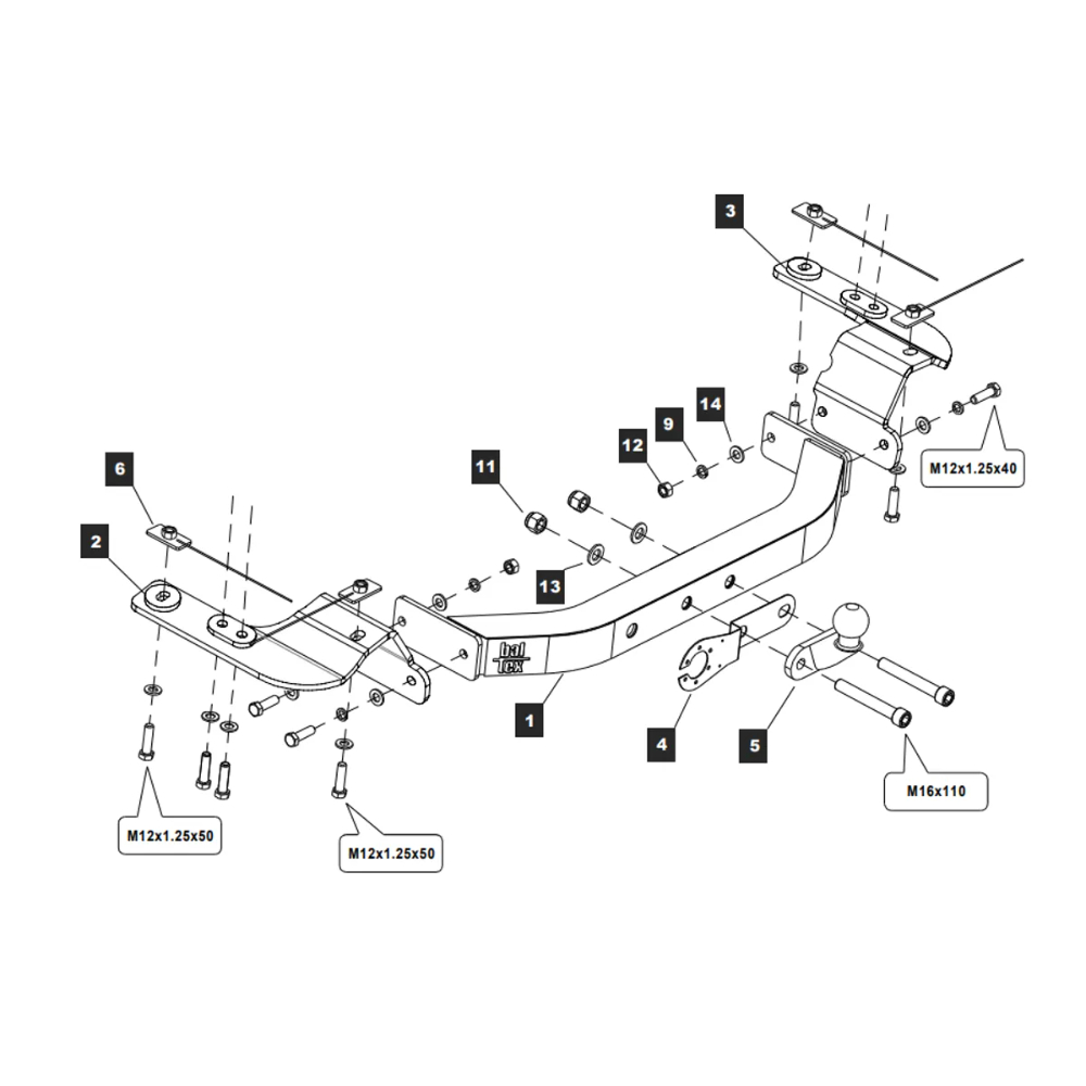 Фаркоп Toyota Land Cruiser 200 2007-2012 (нержавеющее покрытие), балка открытая с нерж. BALTEX Арт. 249497