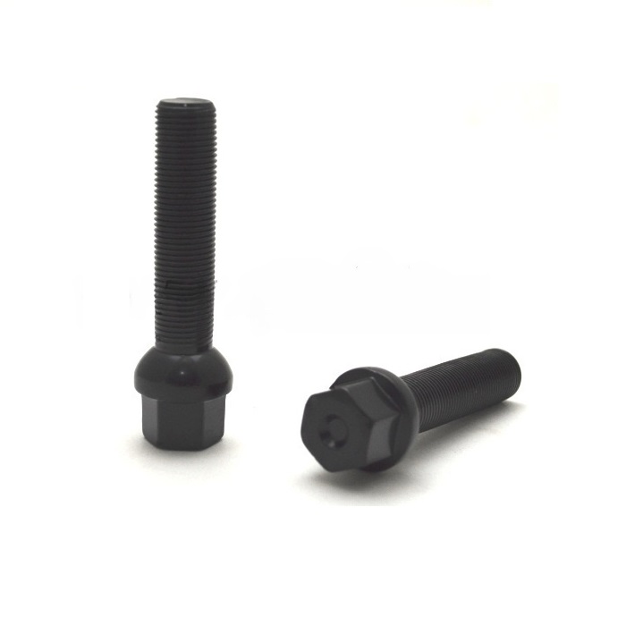 Болт колёсный M14x1.25 Сфера L-55мм Черный, Ключ 17, Арт. S17F55(R14)BC