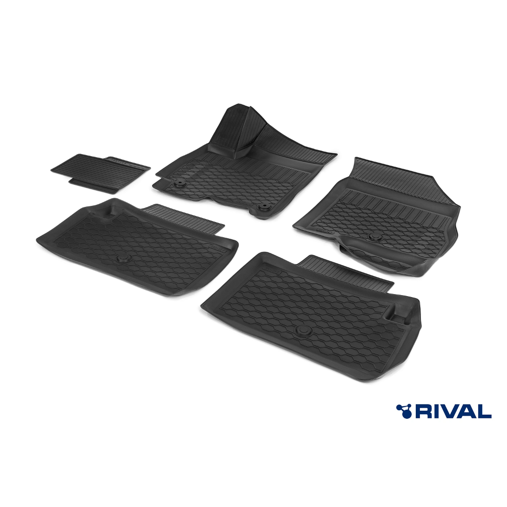 Коврики в салон Chery Tiggo 4 2017-2019, полиуретан 3D Rival, Черный, Арт. RIV10905001