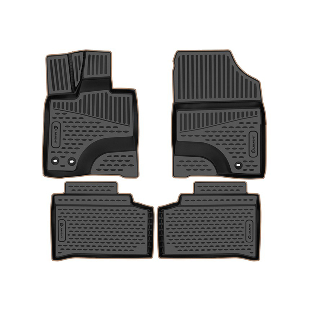 Коврики в салон Changan UNI-K 2020-, полиуретан 3D Element, Черный, бежевый кант Арт. KANTELEM3DA67032210KBG