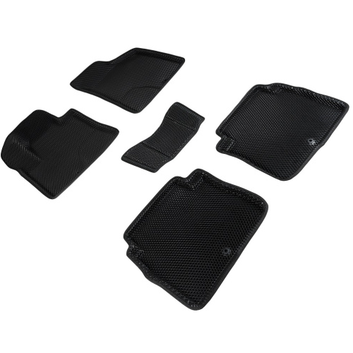 Коврики в салон Hyundai Santa Fe (CM) 2006-2009, 3D EVA Seintex "ромб", Черный, Арт. 95286