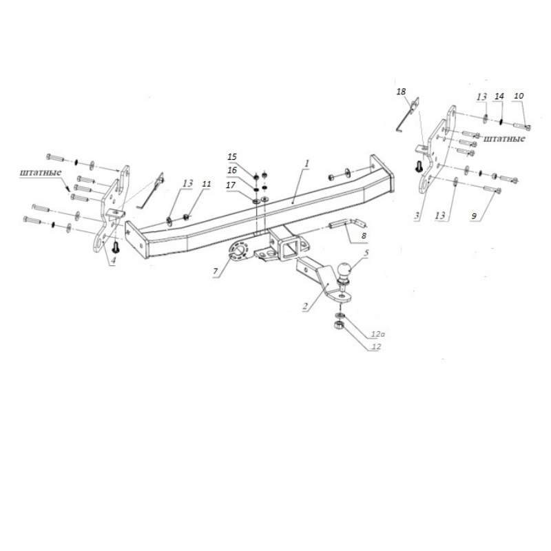 Фаркоп Changan Hunter Plus 2022- E с антистуком БИЗОН Арт. FA0420EAK