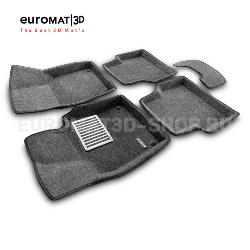 Коврики в салон Volkswagen Tiguan  2007-2011, 3D ткань Euromat LUX, Серый, Арт. EM3D005419G