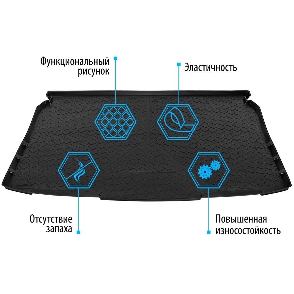 Коврик в багажник Haval H5  2024-, полиуретан Rival, Черный, Арт. 19412001