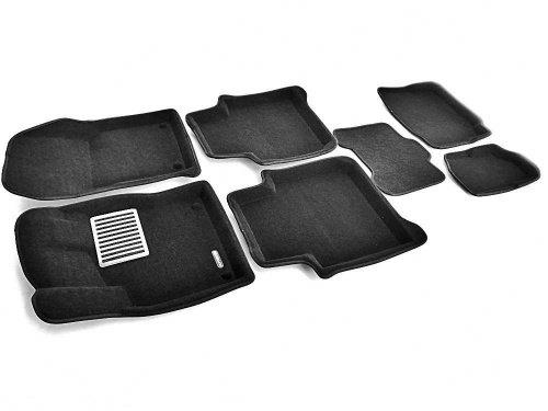 Коврики в салон Skoda Kodiaq  2016-2022, 3D ткань Euromat LUX, Черный, на 3 ряда Арт. EM3D004513