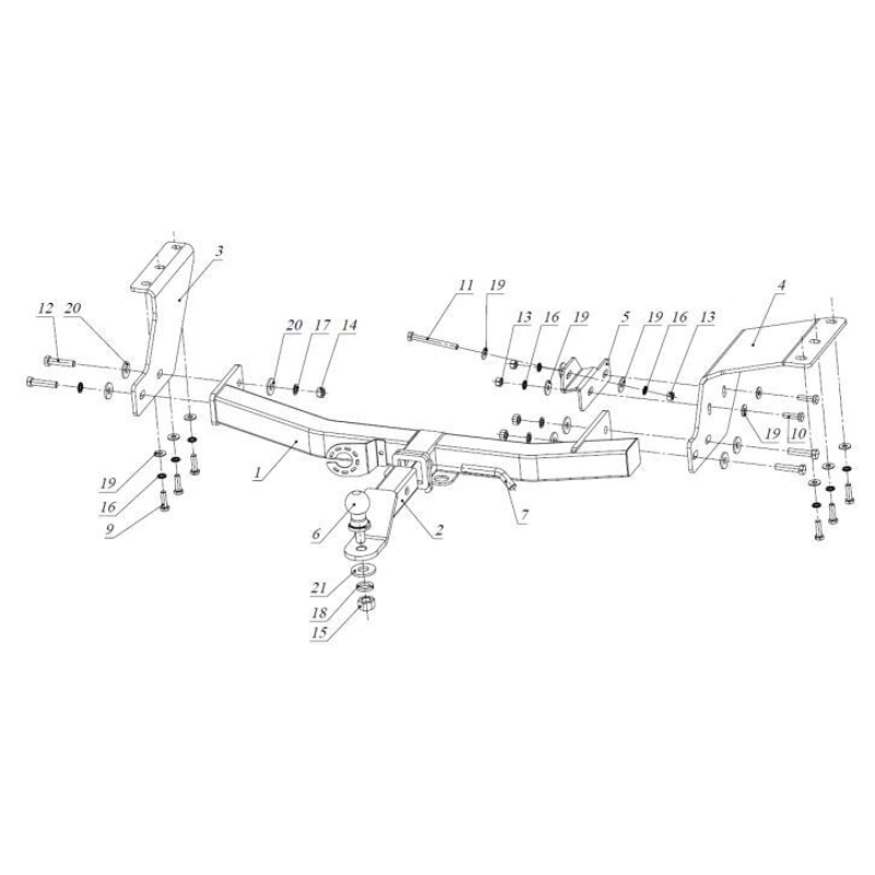 Фаркоп Mitsubishi Outlander II XL 2005-2009 E с антистуком БИЗОН Арт. FA0970EAK