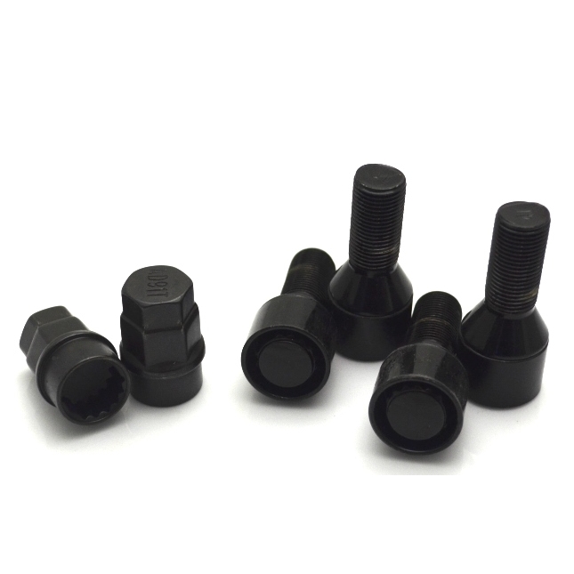 Секретные болты M14x1.25 Конус L-28мм Черный, Ключ 17-19, Арт. 377110X-2Key(Black)