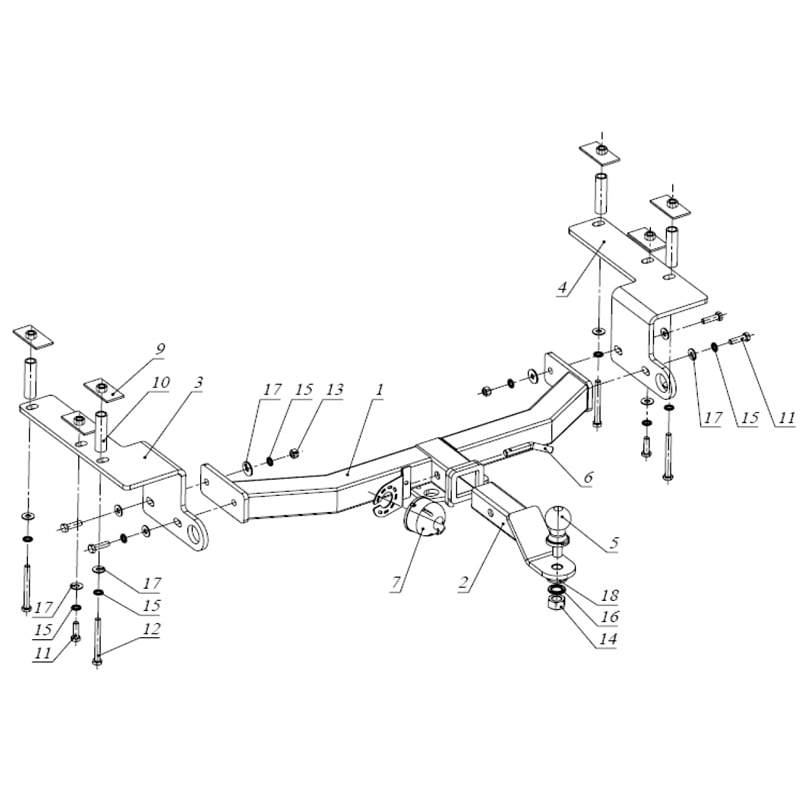Фаркоп SsangYong Actyon Sports I 2006-2012 E с антистуком БИЗОН Арт. FA0597EAK