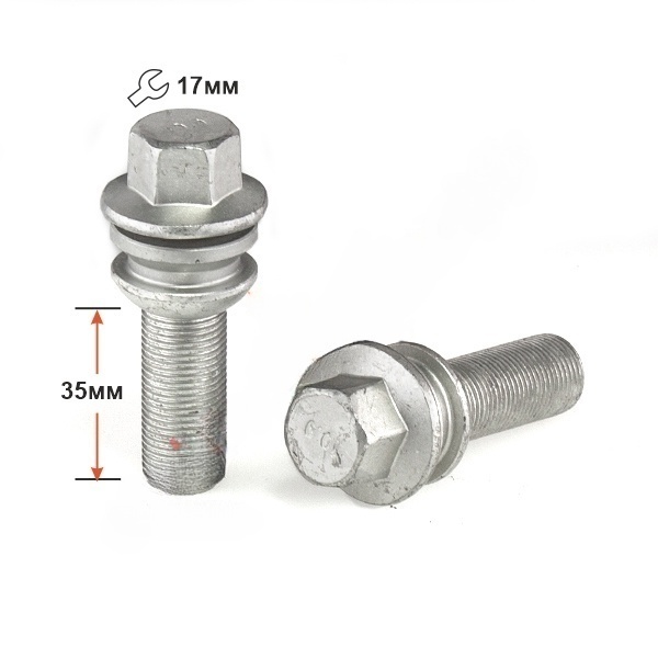 Болт колёсный M15x1.25 Сфера L-35мм Дакромет, Ключ 17, Арт. M089198D