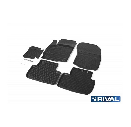 Коврики в салон Mitsubishi Outlander  2012-2014, полиуретан Rival, Черный, Арт. 14002002