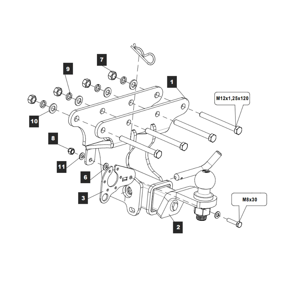 Фаркоп Jeep Wrangler (JK) 2007-2018 3 дв. (E с антистуком) TOWRUS Арт. 049110