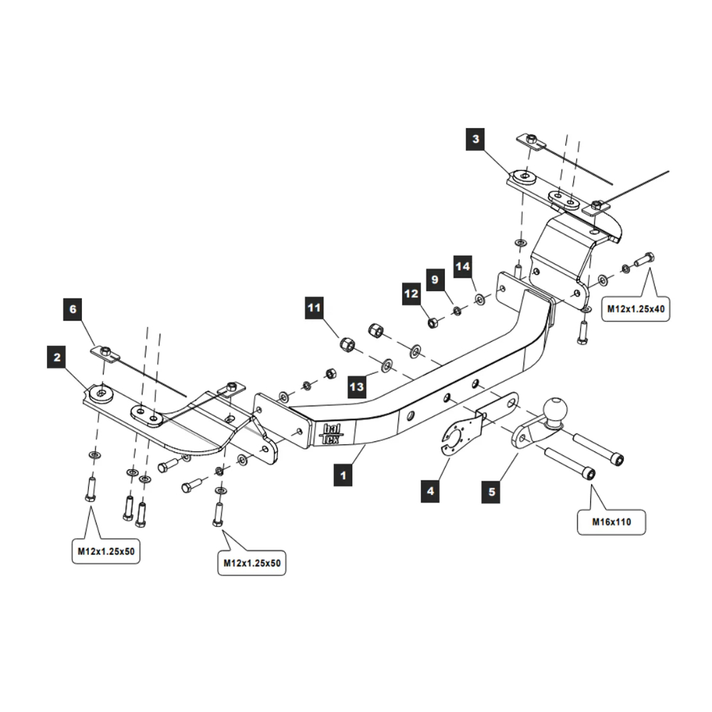 Фаркоп Toyota Land Cruiser 200 2007-2012  балка открытая с нерж. накладкой оцинкованный BALTEX Арт. 249495