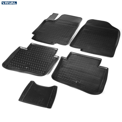 Коврики в салон Volvo XC90  2002-2006, полиуретан Rival, Черный, Арт. 15901001