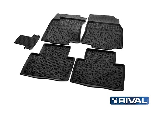 Коврики в салон Nissan X-Trail (T32) 2013-2019, полиуретан Rival, Черный, Арт. 64109001