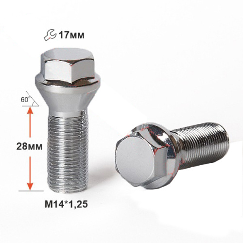 Болт колёсный M14x1.25 Конус L-28мм Цинк, Ключ 17, Арт. 077110SP