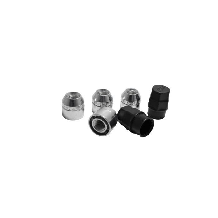 Гайки секретные M12x1.25 Конус h-28мм закрытая, Хром, Ключ 17-19, Арт. 726444EM(28mm)-2Key