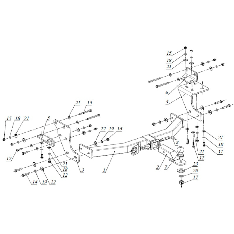 Фаркоп Hyundai Santa Fe (TM) 2018-2021 E с антистуком БИЗОН Арт. FA0230EAK