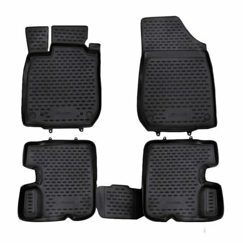 Коврики в салон Renault Logan  2009-2015 FL Седан, полиуретан Element, Черный, бежевый кант Арт. NLC4118210K