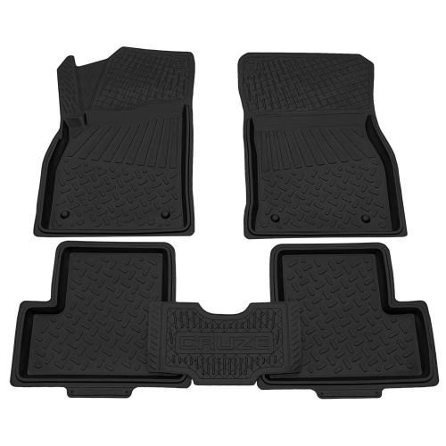 Коврики в салон Chevrolet Cruze 2008-2012 Седан, резина Rezkon, Черный, Арт. 1012020100