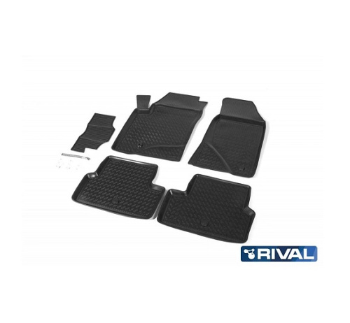 Коврики в салон Ford Focus  2004-2008 Хэтчбэк 3 дв., полиуретан Rival, Черный, Арт. 11801001