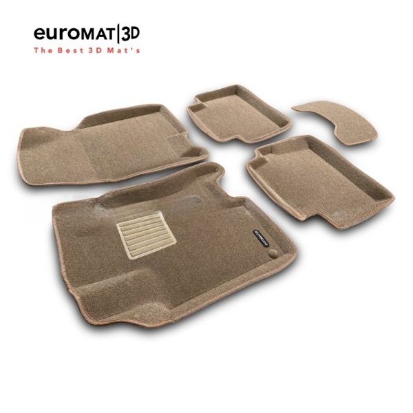 Коврики в салон Nissan Qashqai (J10) 2006-2010, 3D ткань Euromat Business, Бежевый, Арт. EMC3D003714T
