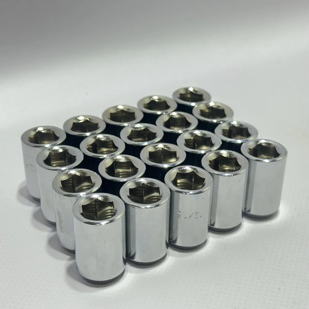 Гайка колеса M12x1.5 Конус h-32мм открытая, Хром, Ключ внешний 6-шлицевой, Арт. 200045XL(06)