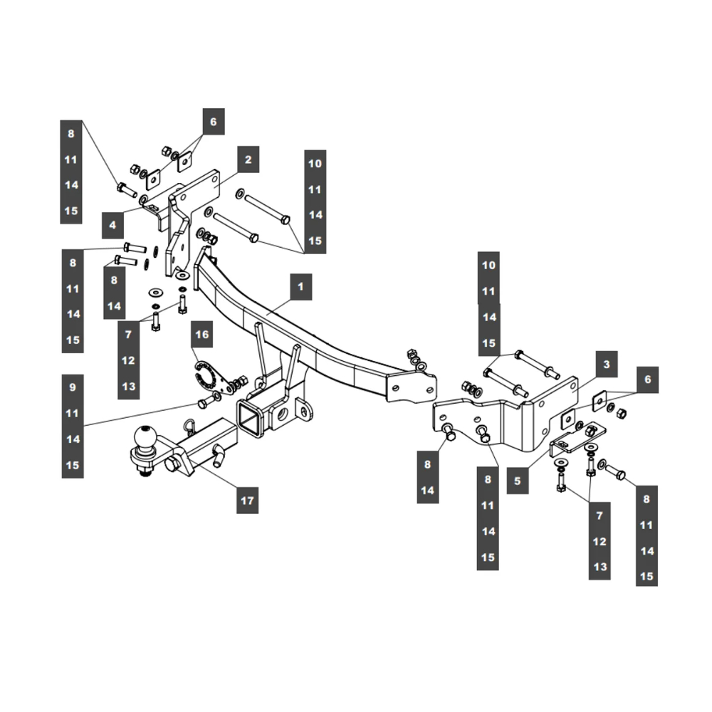 Фаркоп Hyundai Grand Santa Fe (DM) 2013-2016 (E с антистуком) TOWRUS Арт. 109171