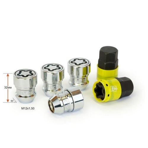 Гайки секретные M12x1.5 Конус h-30мм закрытая, Хром, Ключ 19-21, Арт. 726345X2