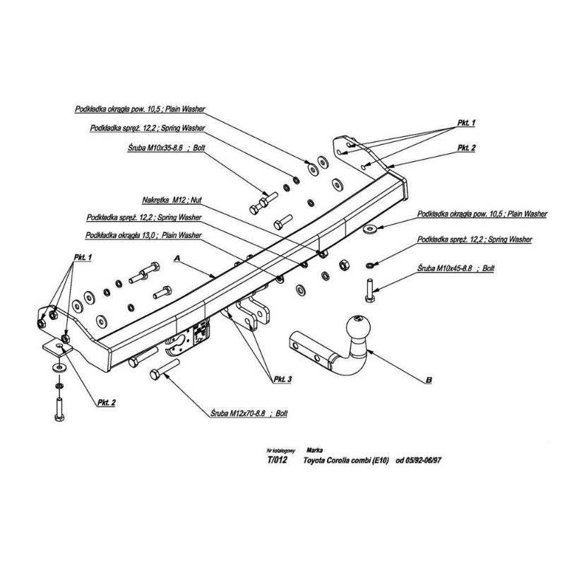 Фаркоп Toyota Corolla (E100) 1991-2002 Универсал IMIOLA Арт. T012