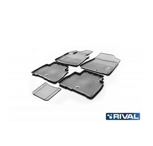 Коврики в салон Kia Sorento  (XM) 2012-2021 FL, полиуретан Rival, Черный, Арт. 12804001