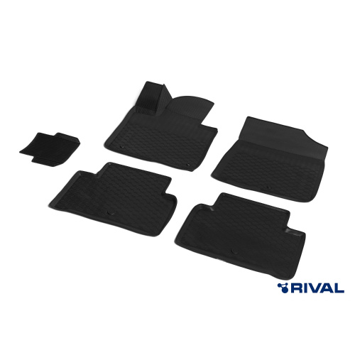 Коврики в салон Kia Sorento  (MQ4) 2020-2024, полиуретан Rival, Черный, 1,2 ряд Арт. RIV12804006