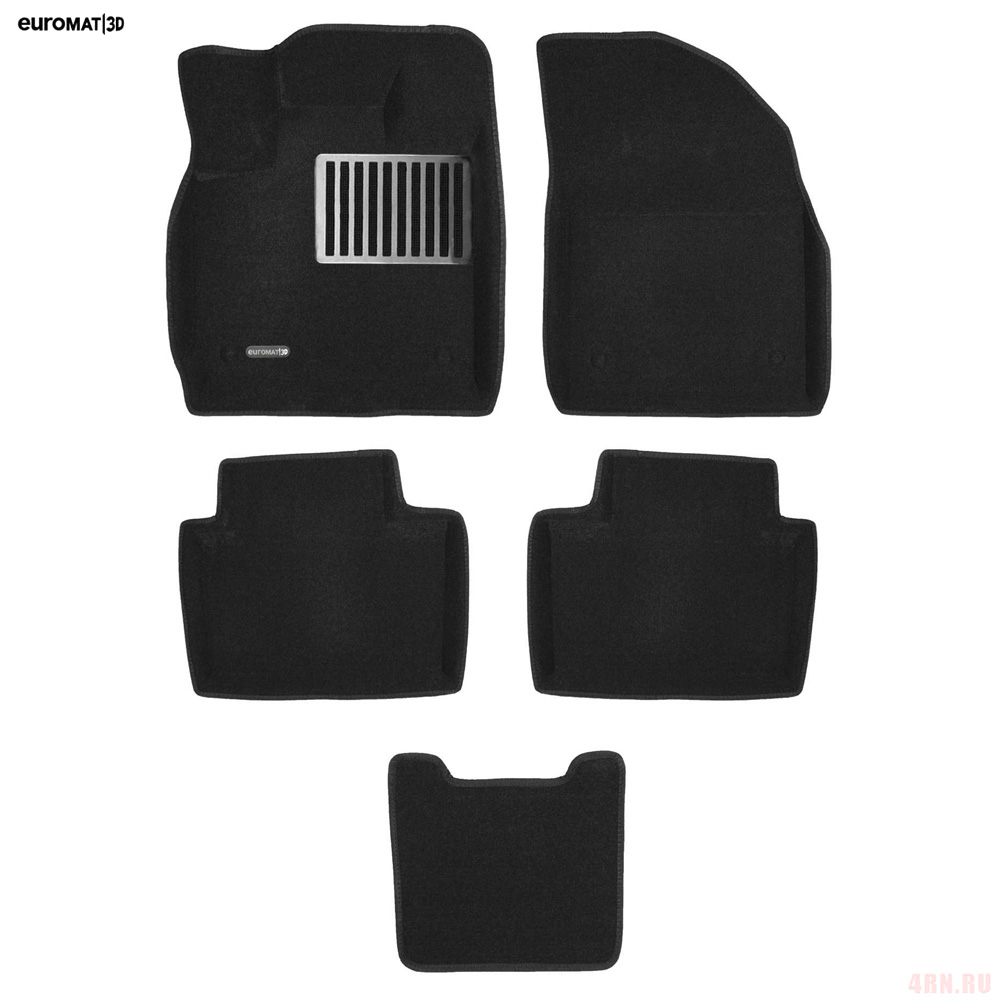 Коврики в салон EXEED TXL  2021- FL, 3D ткань Euromat LUX, Черный, Арт. EM3D-001423