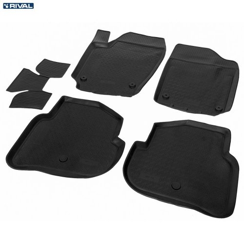 Коврики в салон Volkswagen Polo  2009-2015 3 дв., полиуретан Rival, Черный, Арт. 15804003