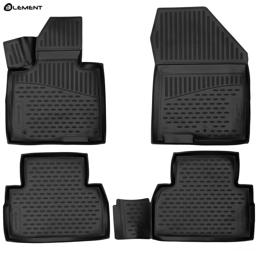 Коврики в салон Hyundai Santa Fe (TM) 2018-2021, полиуретан 3D Element, Черный, комплект на два ряда Арт. ELEMENT3D01995210
