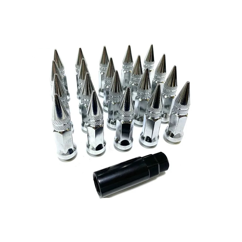 Комплект гаек M12x1.5 Конус h-80мм пики, Хром, Ключ 19, Арт. KK911945SD/CR