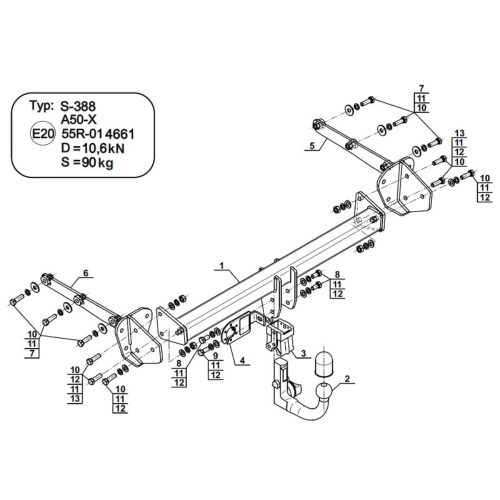 Фаркоп Subaru Outback (BS) 2014-2018 Steinhof Арт. S388