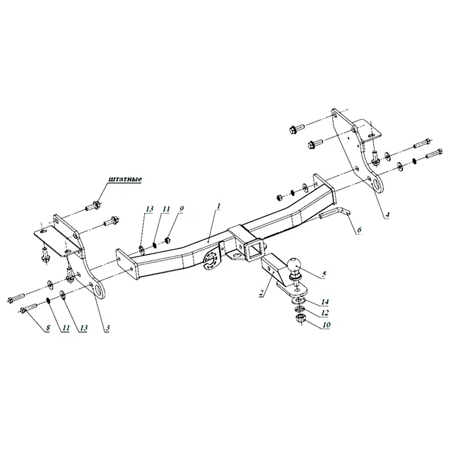 Фаркоп Jeep Grand Cherokee IV (WK2) 2010-2013 БИЗОН Арт. FA0977E